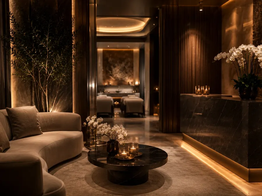 Reception lounge at Impressive Spa, MarinaScape Mall, Dubai Marina