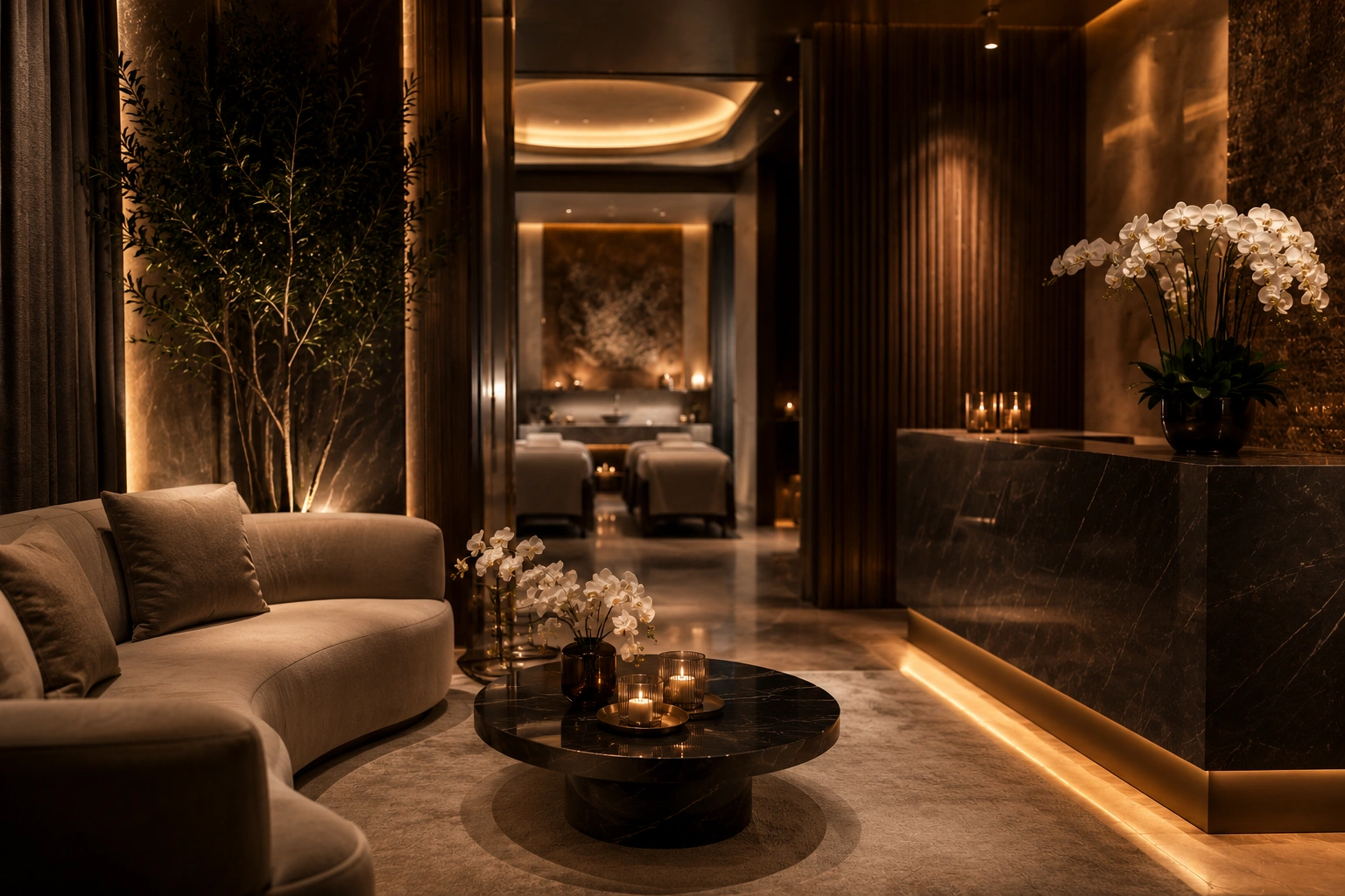 Impressive Spa Marina luxury lounge and reception